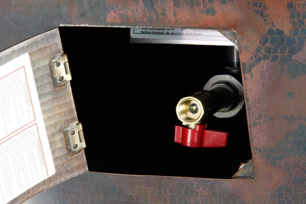 Gas fire burner housing with control valve and brass fitting