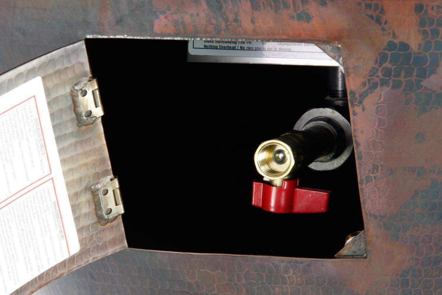 Gas fire burner housing with control valve and brass fitting