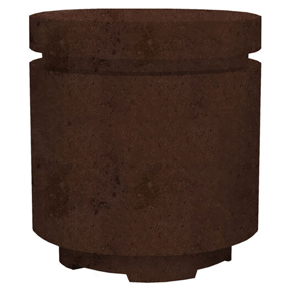 Concrete propane enclosure, cafe brown with textured surface and rounded lid