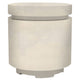 Concrete propane enclosure with round top and cylindrical body, light finish