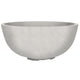 Concrete gas fire pit bowl, light gray speckled finish with wide circular rim