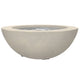 Concrete gas fire pit bowl with round top burner opening, beige