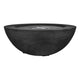 Concrete gas fire pit bowl with circular burner opening, dark gray speckled finish