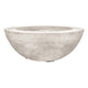 Concrete gas fire pit bowl with circular burner opening, light white speckled finish