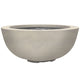 Concrete gas fire pit with round bowl, pale beige concrete finish