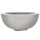 Concrete gas fire pit with round bowl, off-white speckled concrete finish