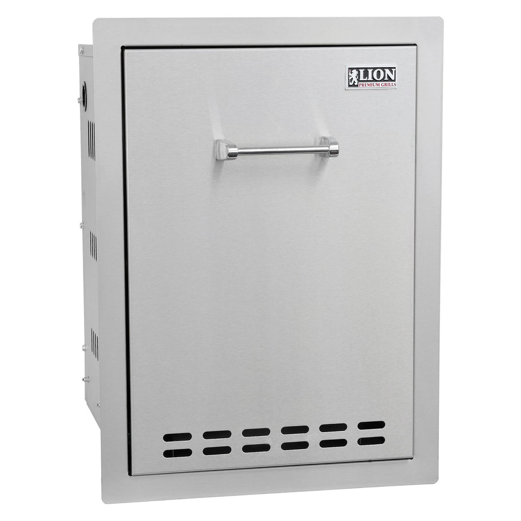 Stainless steel multi-functional bin with front door and handle, vented panel
