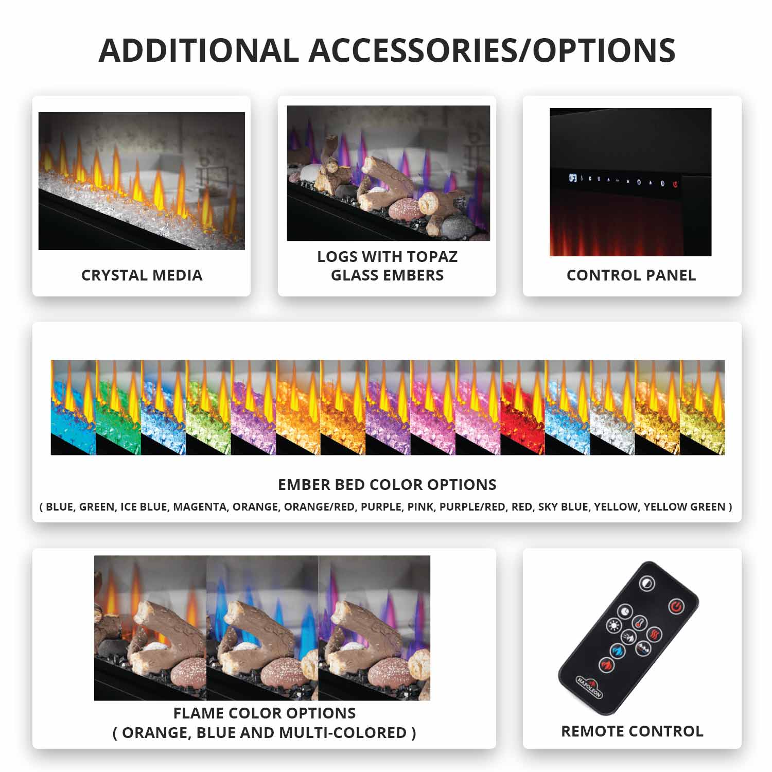 Napoleon CLEARion 60-Inch Built-In See-Through Electric Fireplace with Logs, Crystal Media & Remote