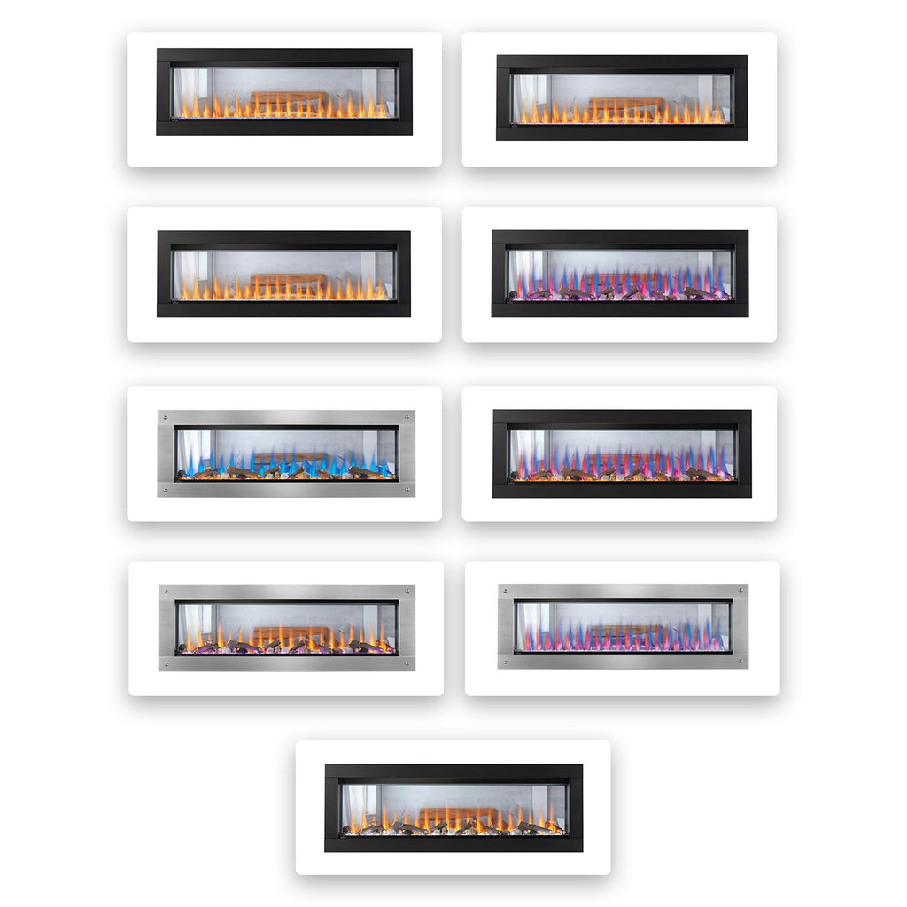 Napoleon CLEARion 60-Inch Built-In See-Through Electric Fireplace with Logs, Crystal Media & Remote