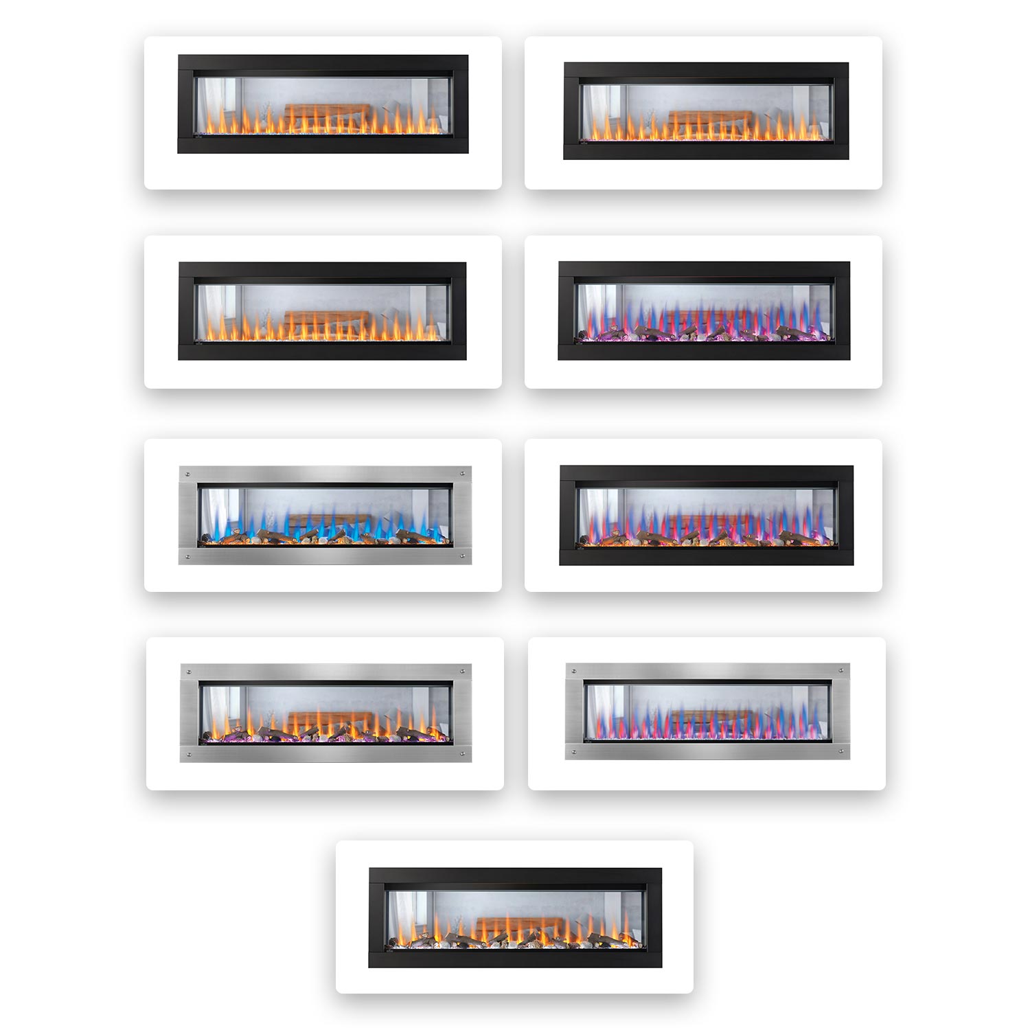 Napoleon CLEARion 60-Inch Built-In See-Through Electric Fireplace with Logs, Crystal Media & Remote