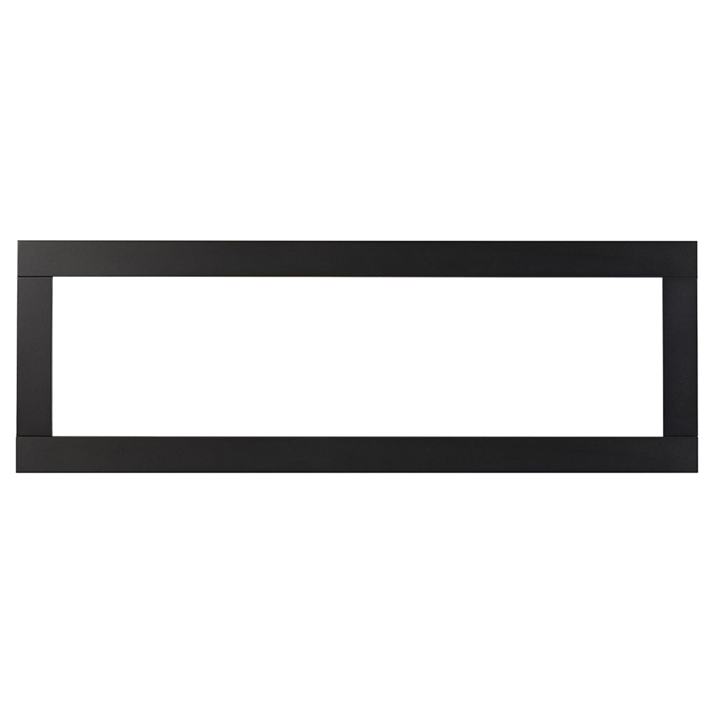Black four-sided fireplace surround with rectangular opening, for wall installation