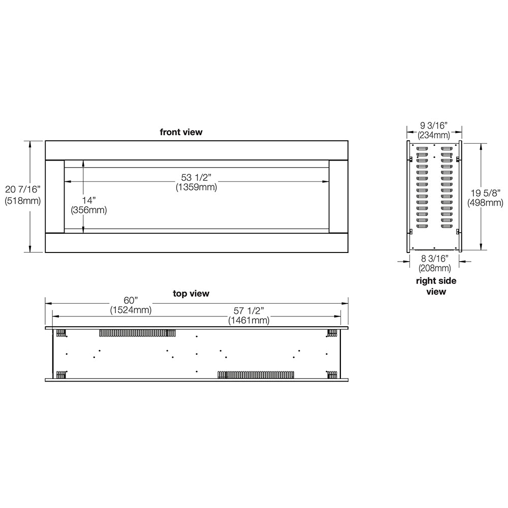 Napoleon CLEARion 60-Inch Built-In See-Through Electric Fireplace with Logs, Crystal Media & Remote