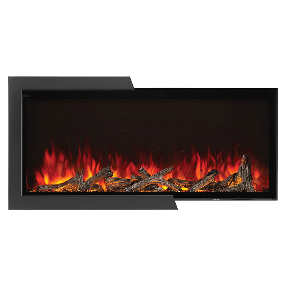 Built-in electric fireplace insert with flames and charred log set