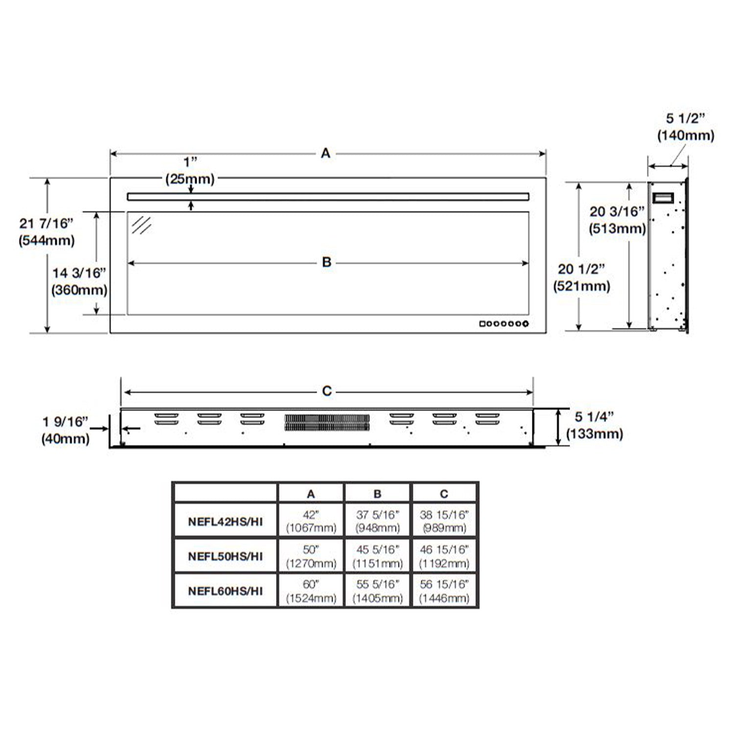 Napoleon NEFL Purview Series Linear Wall Mount Electric Fireplace