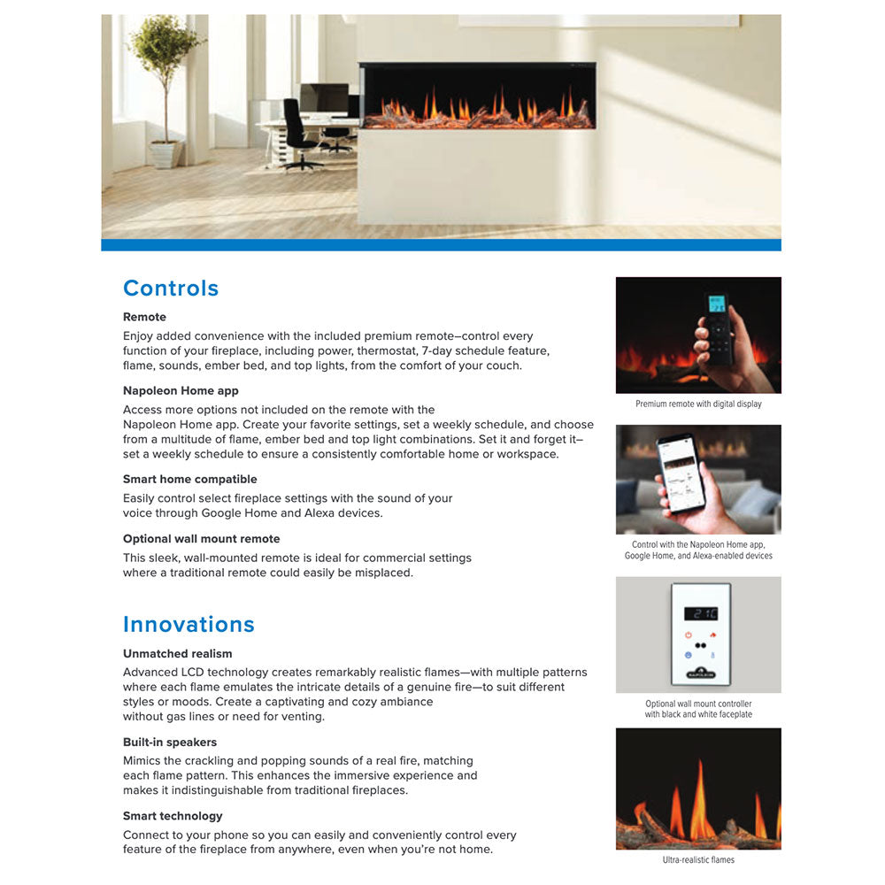 Napoleon Luminex 65-Inch LCD Linear Built-in Electric Fireplace