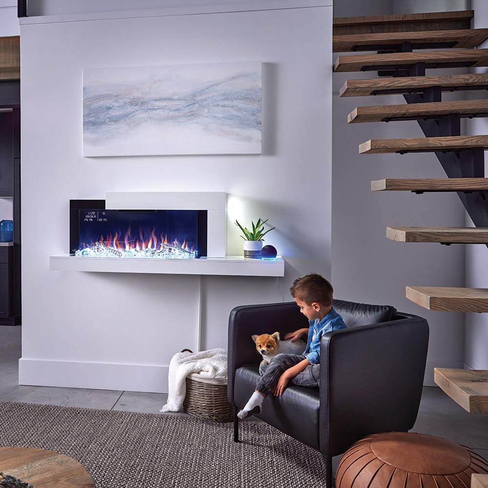 Napoleon Stylus Cara Elite Wall Mount Electric Fireplace with Remote and Wood Surround
