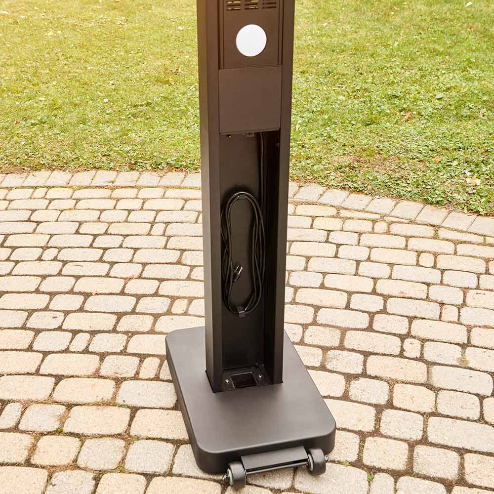Freestanding outdoor electric infrared heater base with power cord