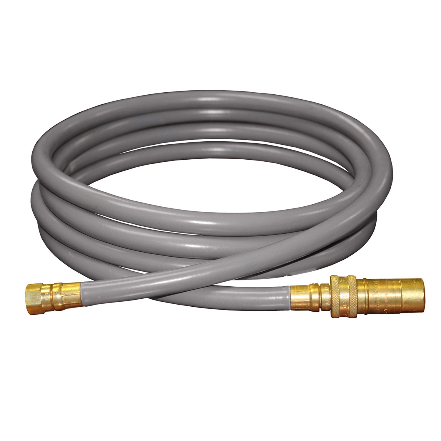 Firegear gas quick disconnect hose kit with grey 10-ft hose and brass fittings