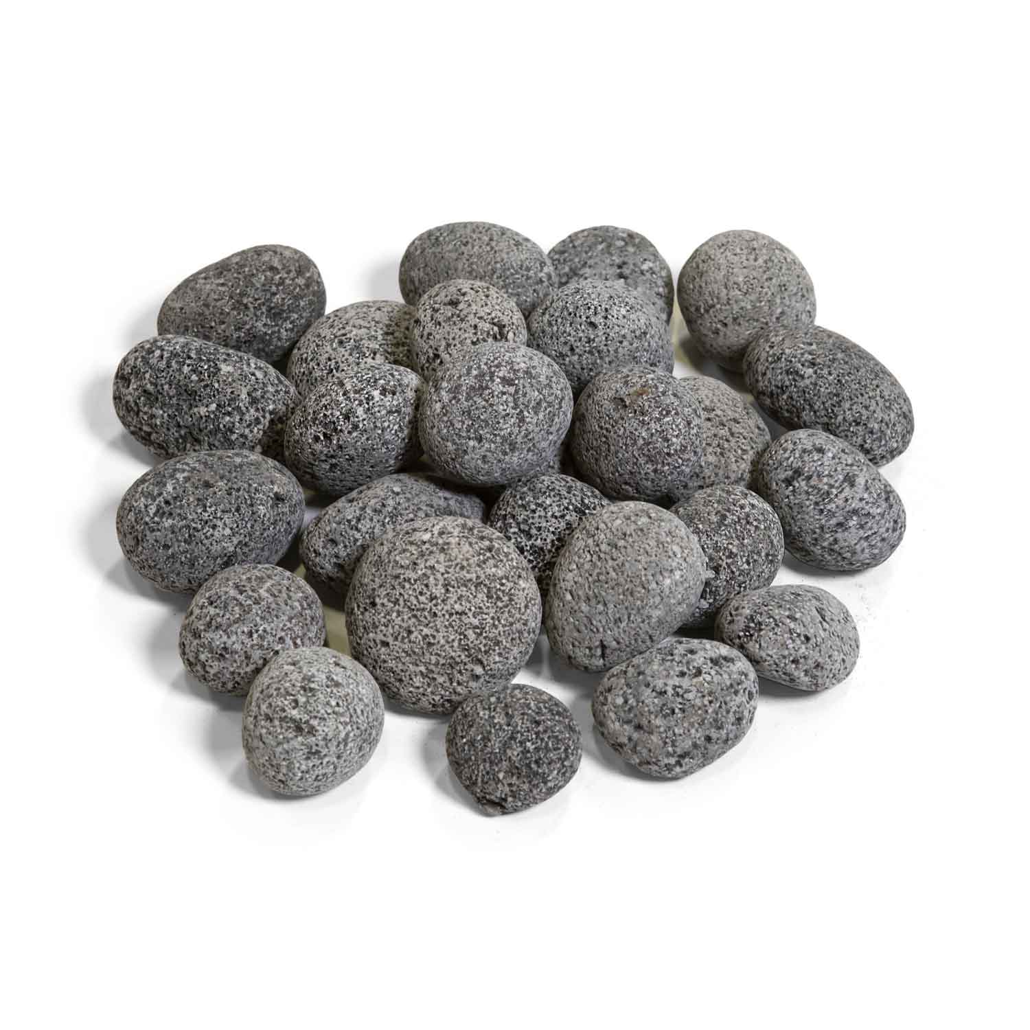 Lava pebbles bundle of dark gray, rough-textured rounded stones, 2–3 inch size