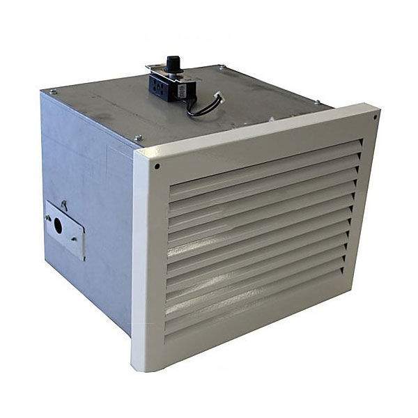 Fireplace air circulating blower system with vented grille and black motor housing