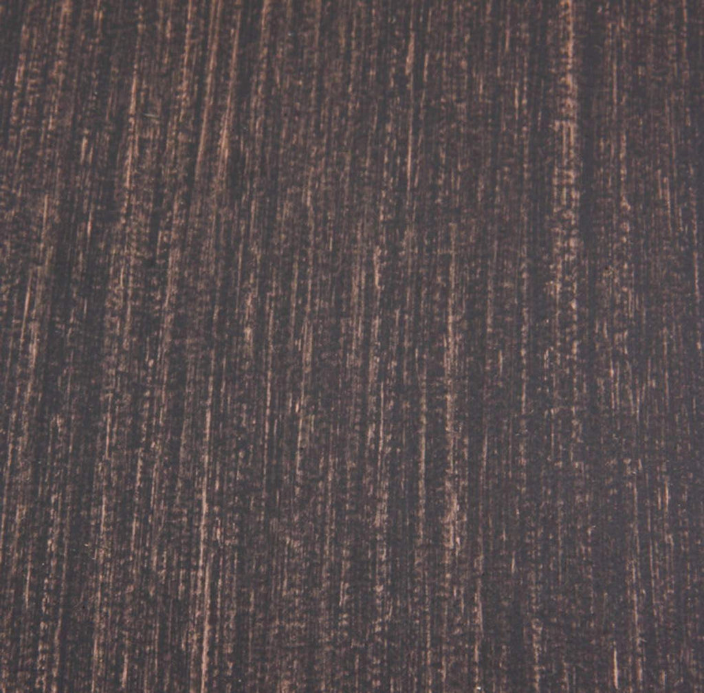 Fire table finish close-up with dark textured surface and vertical grain pattern