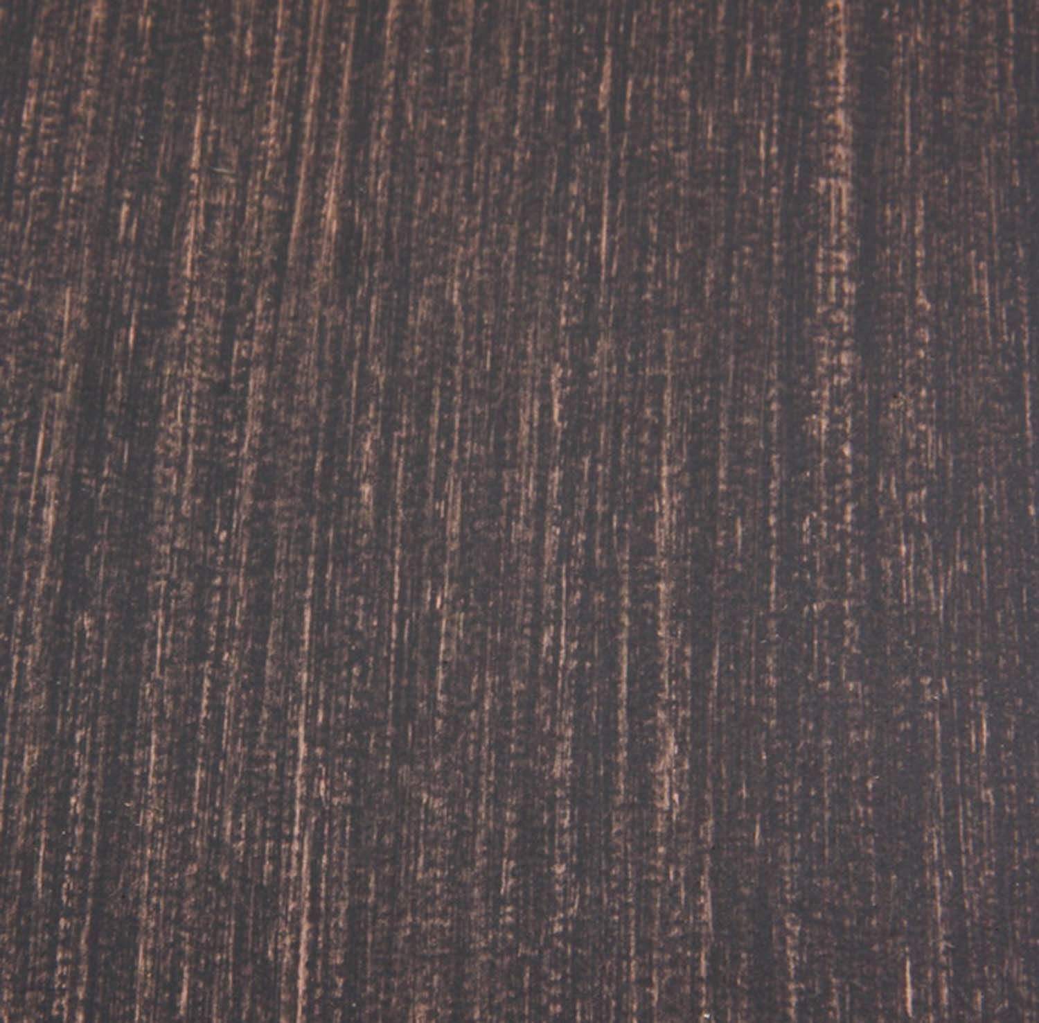 Fire table finish close-up with dark textured surface and vertical grain pattern