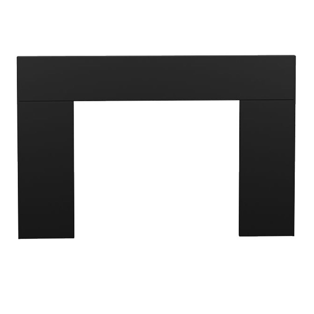 Large black fireplace faceplate with rectangular opening, flat outer frame