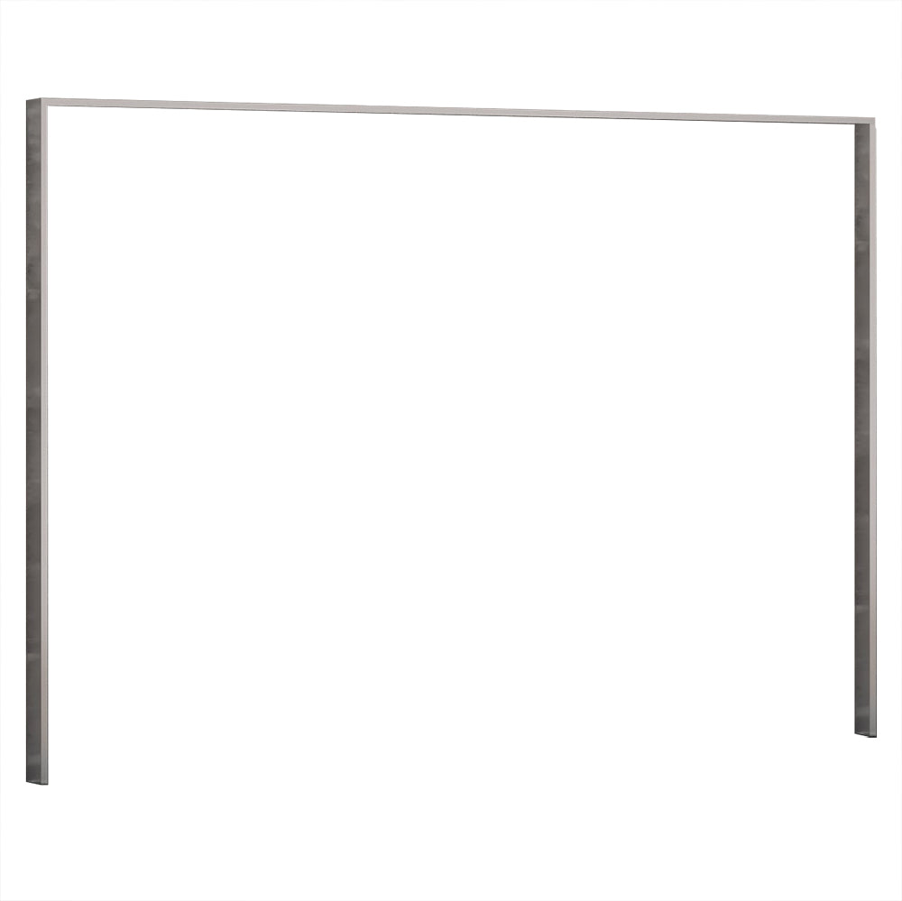 Brushed nickel fireplace faceplate trim kit, rectangular metal trim frame with long side pieces