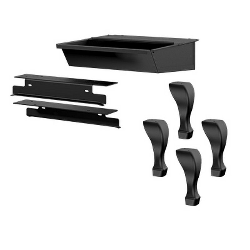 Black cast iron leg kit parts with ash drawer and brackets for wood stove