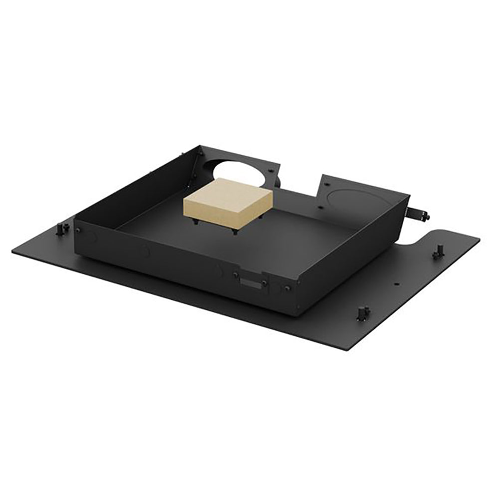 Osburn wood stove base kit with black metal base and mounting brackets