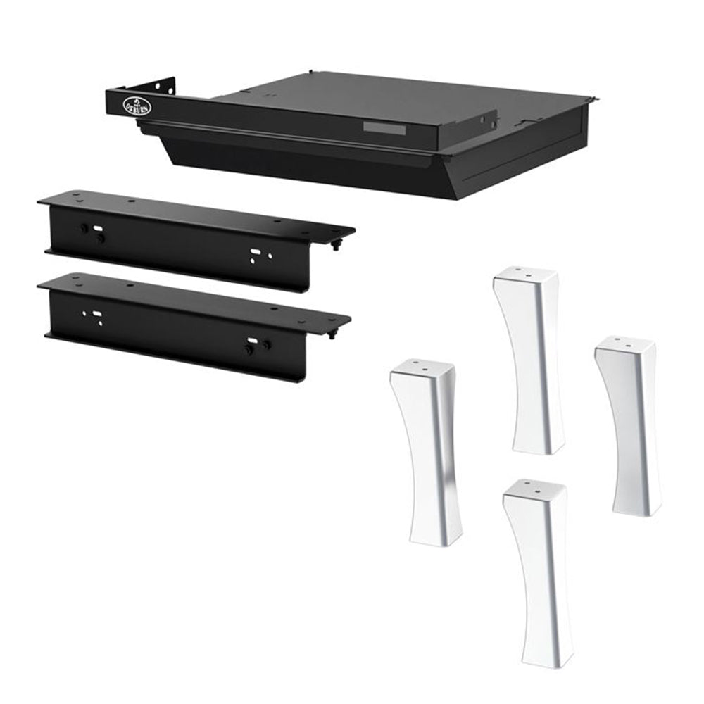 Cast iron stove straight-leg kit with ash drawer and nickel legs
