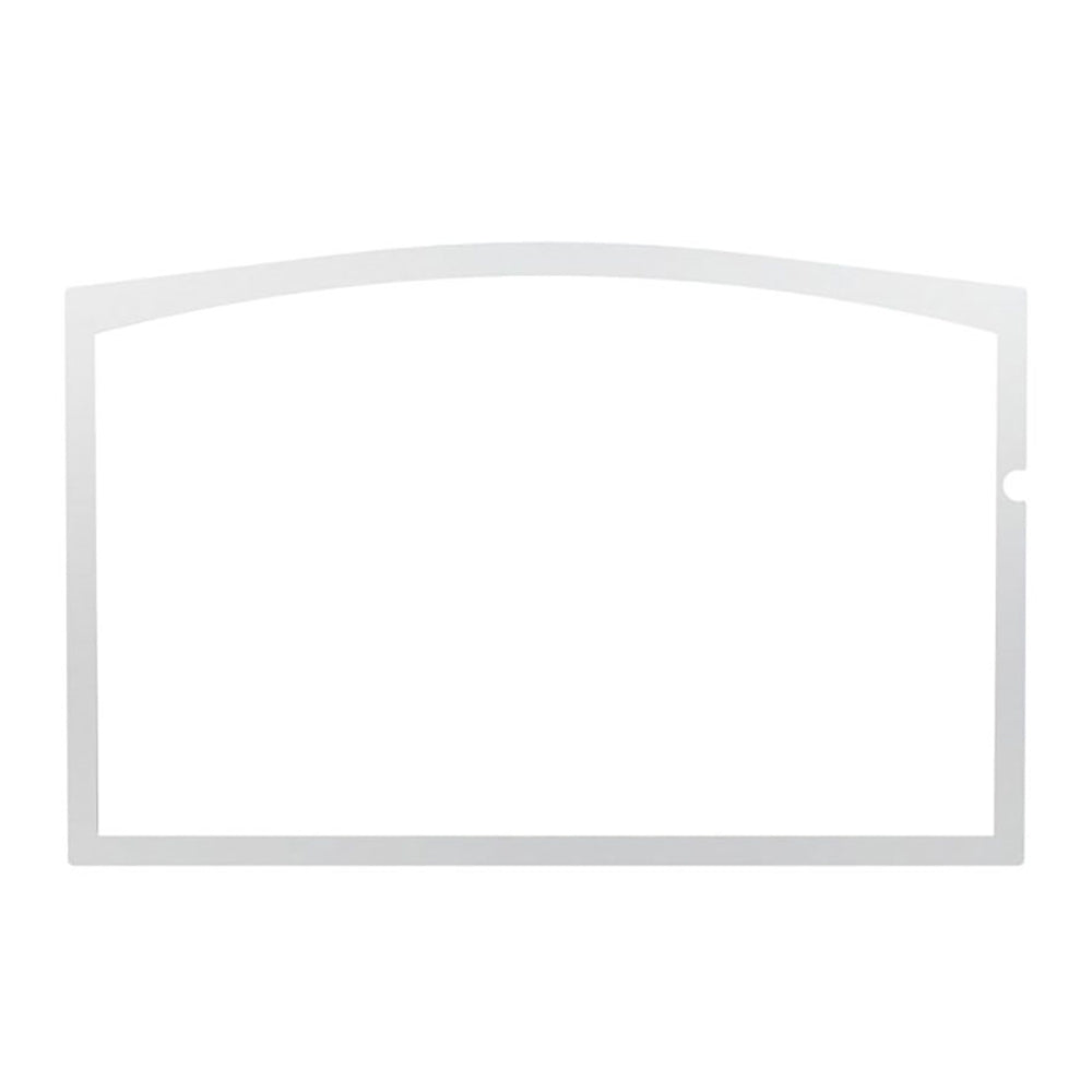 Brushed metal door overlay frame, rectangular with mounting hole on right edge