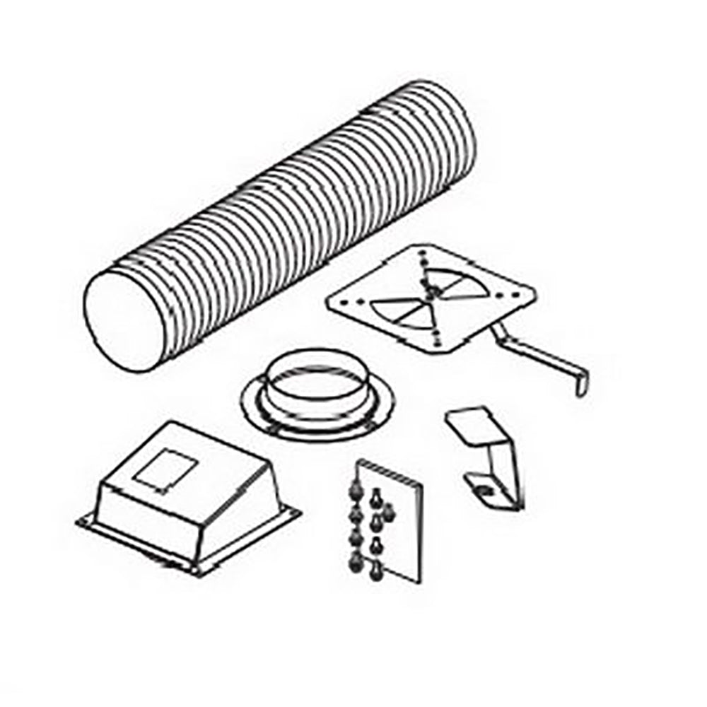 Vent-free gas fireplace outside air kit with metal duct tube and mounting plates