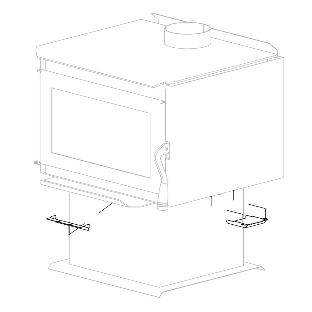 Outside air panel and channel kit with brackets for wood stove