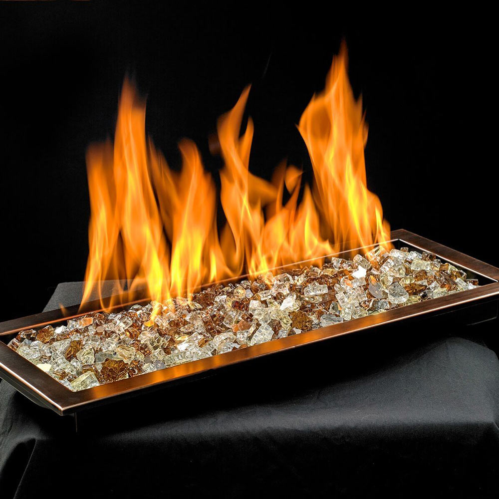 American Fire Glass Match Light Fire Pit Kits, Oil Rubbed Bronze Trough Pans