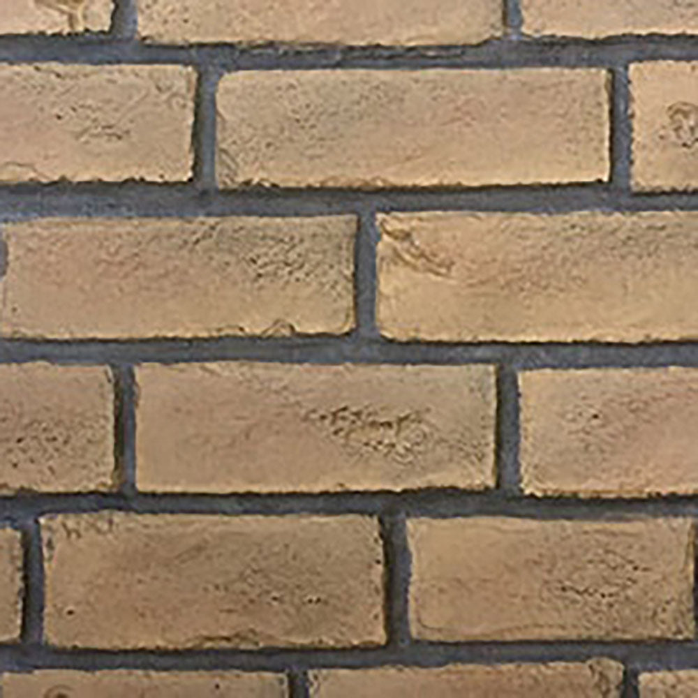 Traditional brick panel sample with tan and brown molded stone texture