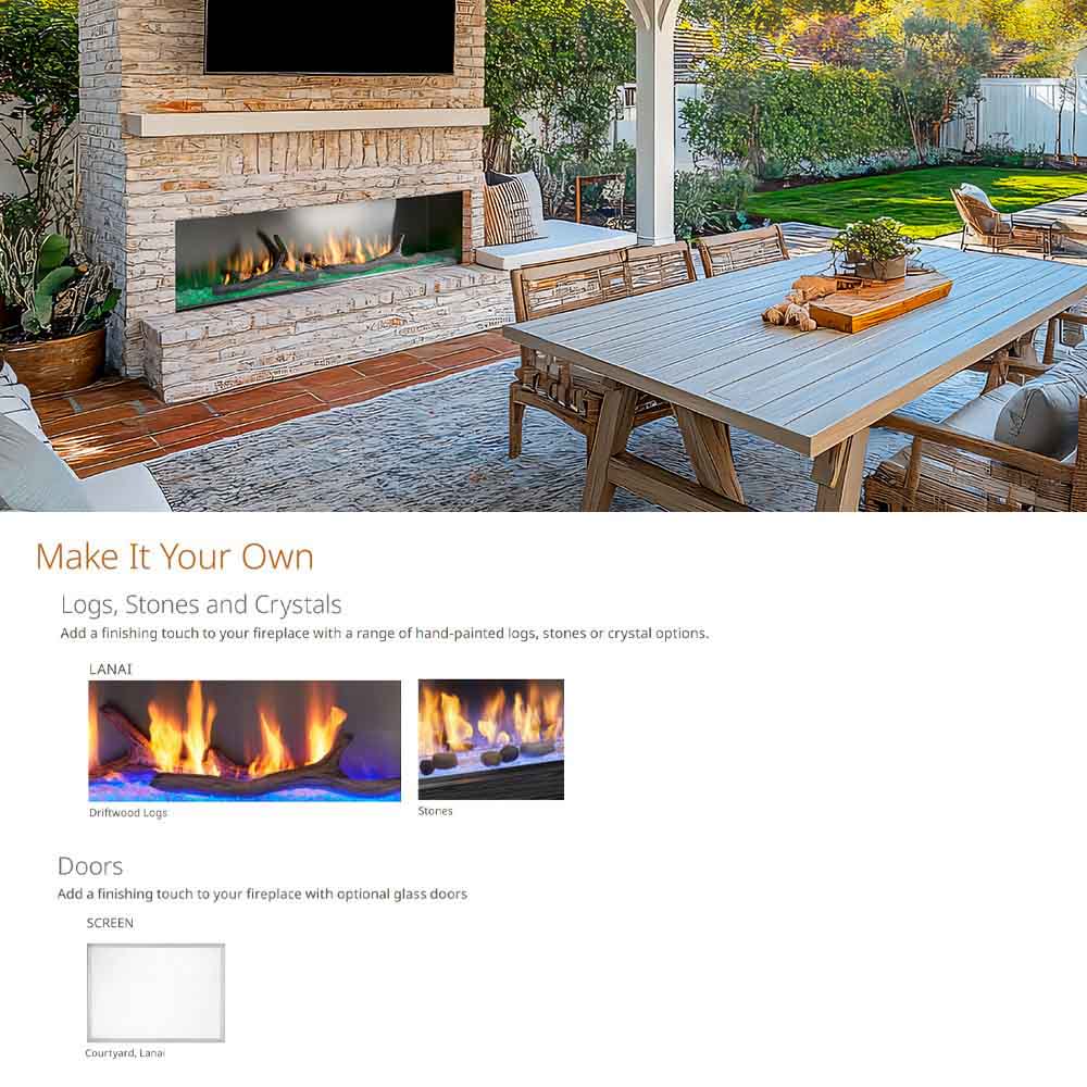 Outdoor Lifestyles Lanai 72-Inch Outdoor Linear Gas Fireplace with Intellifire Ignition