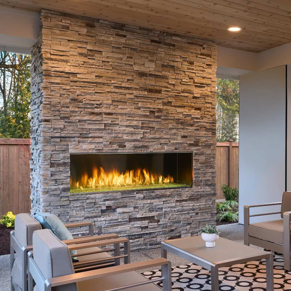 Outdoor Lifestyles Lanai 60-Inch Outdoor See-Through Linear Gas Fireplace with Intellifire Plus Ignition