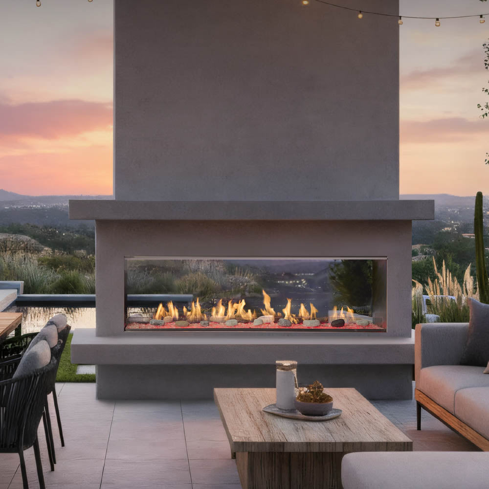 Outdoor Lifestyles Lanai 60-Inch Outdoor See-Through Linear Gas Fireplace with Intellifire Plus Ignition