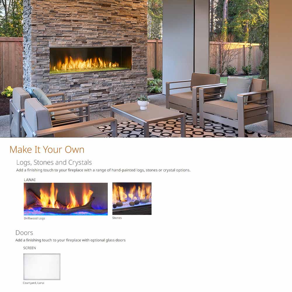 Outdoor Lifestyles Lanai 60-Inch Outdoor See-Through Linear Gas Fireplace with Intellifire Plus Ignition