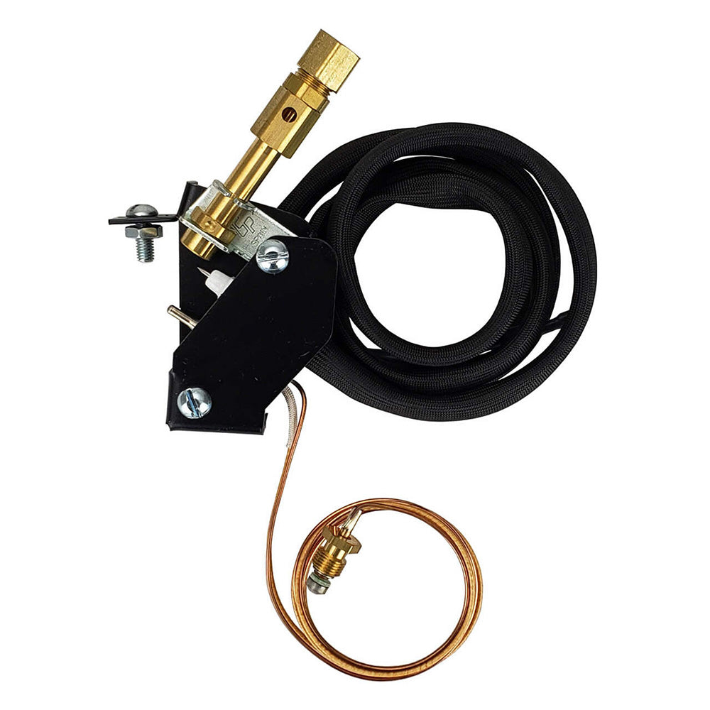 Replacement pilot assembly with brass gas valve, black braided hose and copper tubing