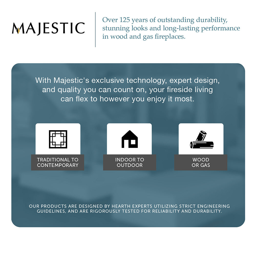 Fireplace brochure panel showing traditional, indoor, and outdoor gas icons