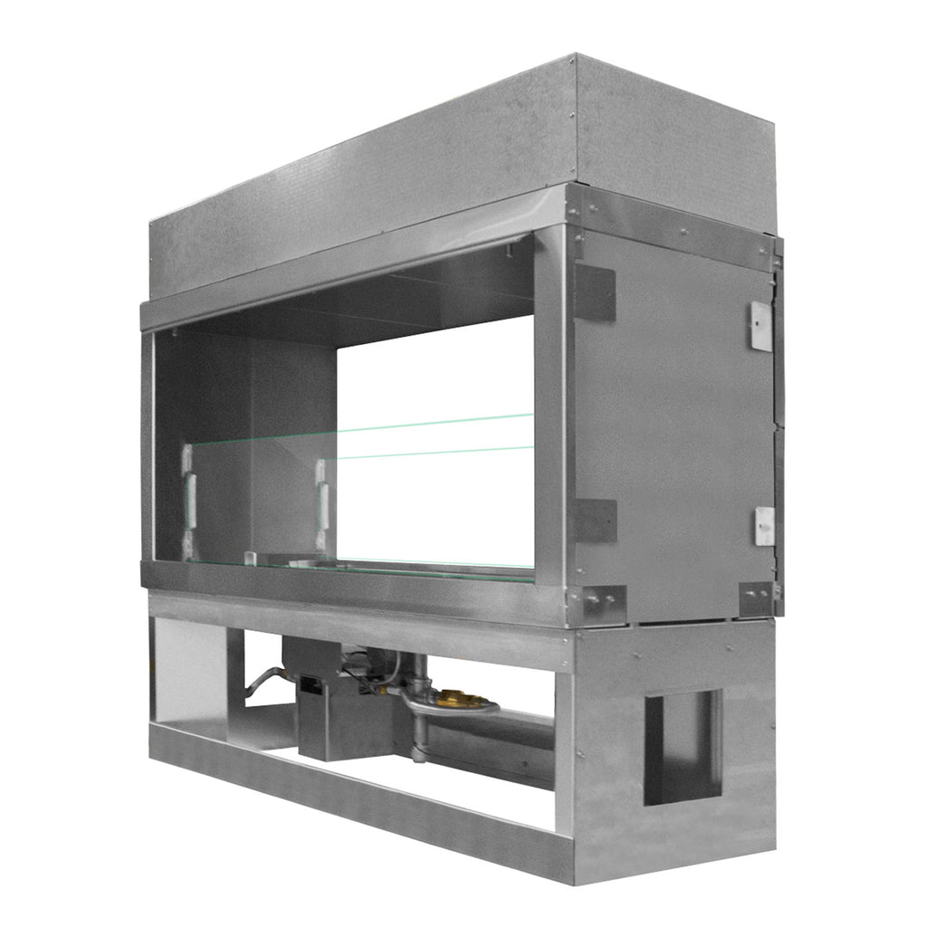 Metal fireplace conversion kit insert with side panel and mounting bracket