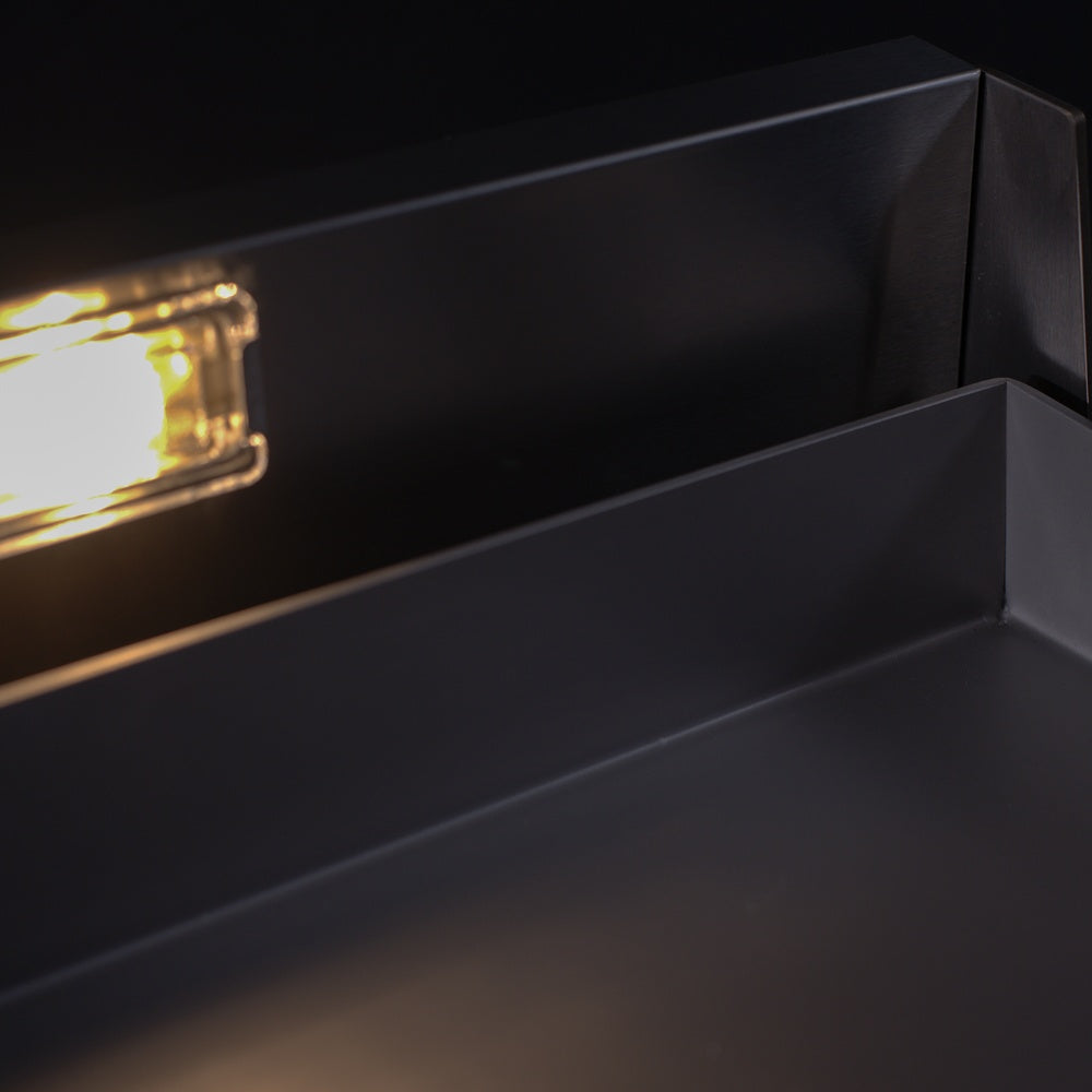 Stainless steel built-in griddle grease channel and inner backsplash