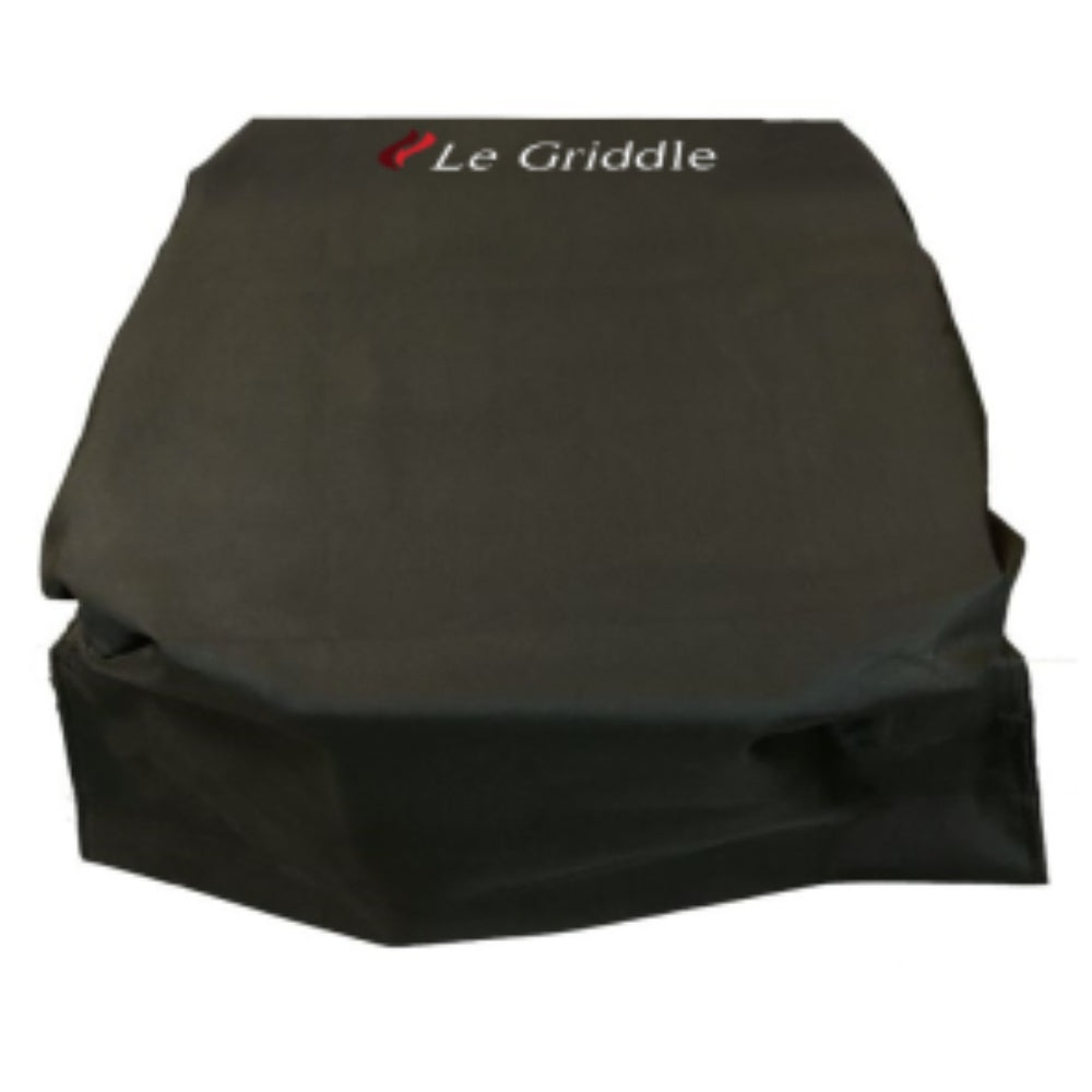 Black vinyl griddle cover with fitted lid cover and Le Griddle logo