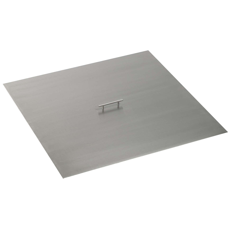 The Outdoor Plus Brushed Stainless Steel Square Fire Pit Cover, 46x46-Inch