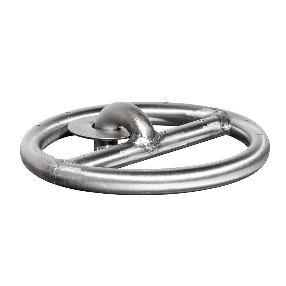Round stainless steel gas fire pit burner with circular ring and center cap
