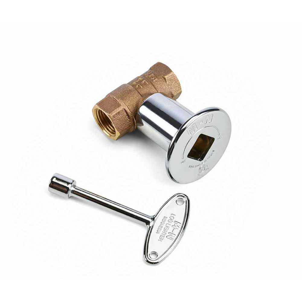 Bronze and chrome full-flow ball valve with lever handle and threaded inlet