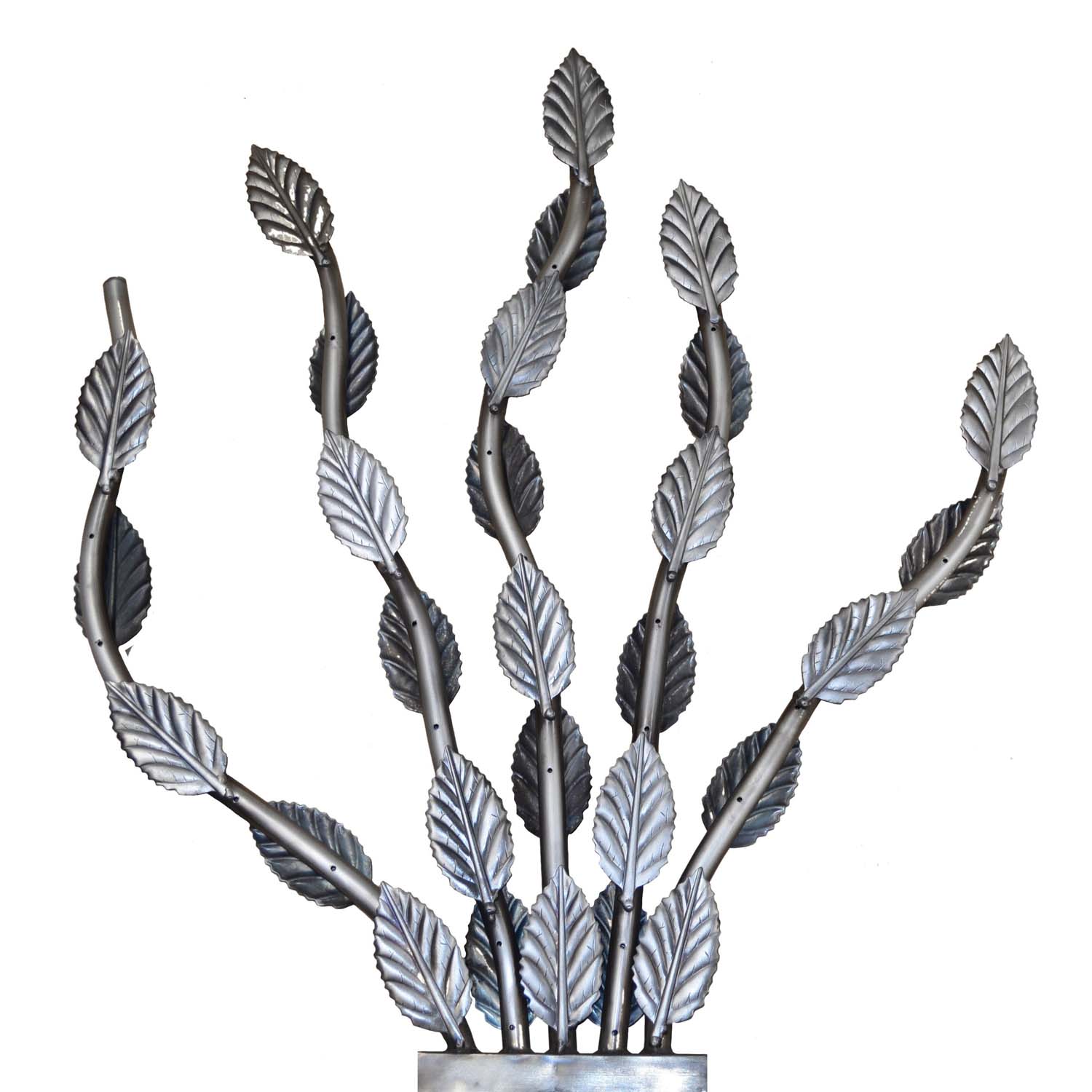 Stainless steel fire pit burner with leaf-shaped flame tree arms