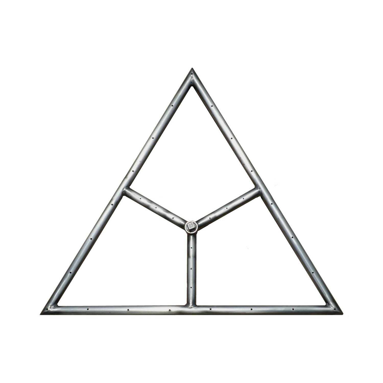 Stainless steel triangle gas fire pit burner frame with top ring and cross braces